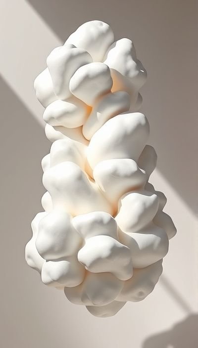 une sculpture abstraite de nuages en plâtre